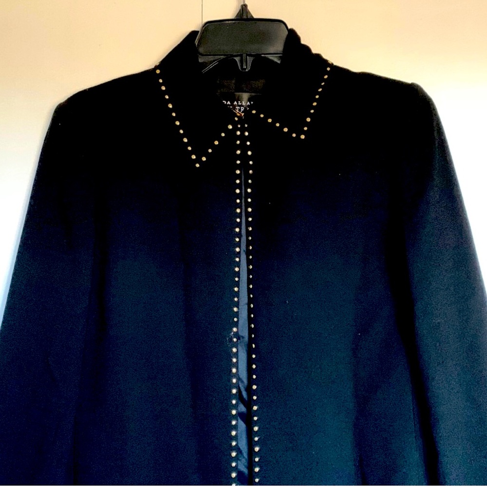 Ellen Tracy 100% Wool Black Long Jacket Size 4